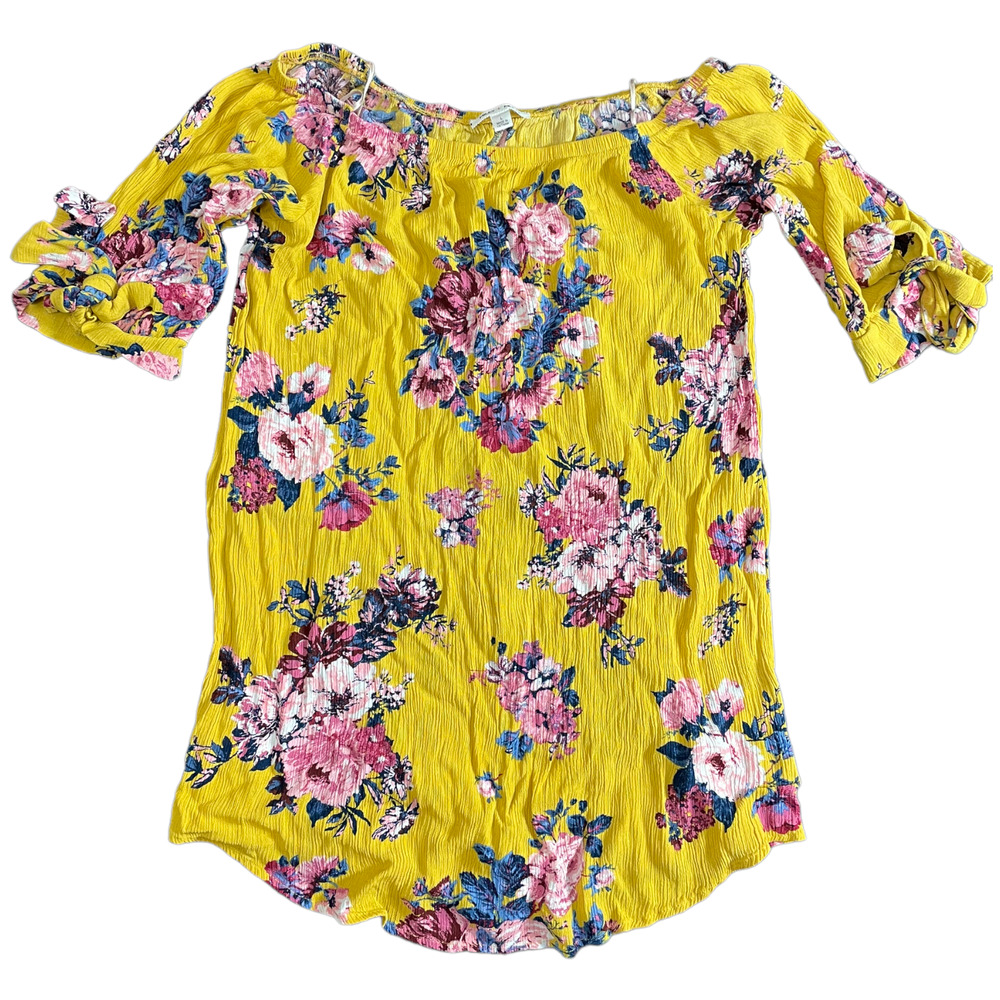 Miley + Molly Yellow Floral Shirt Size Large